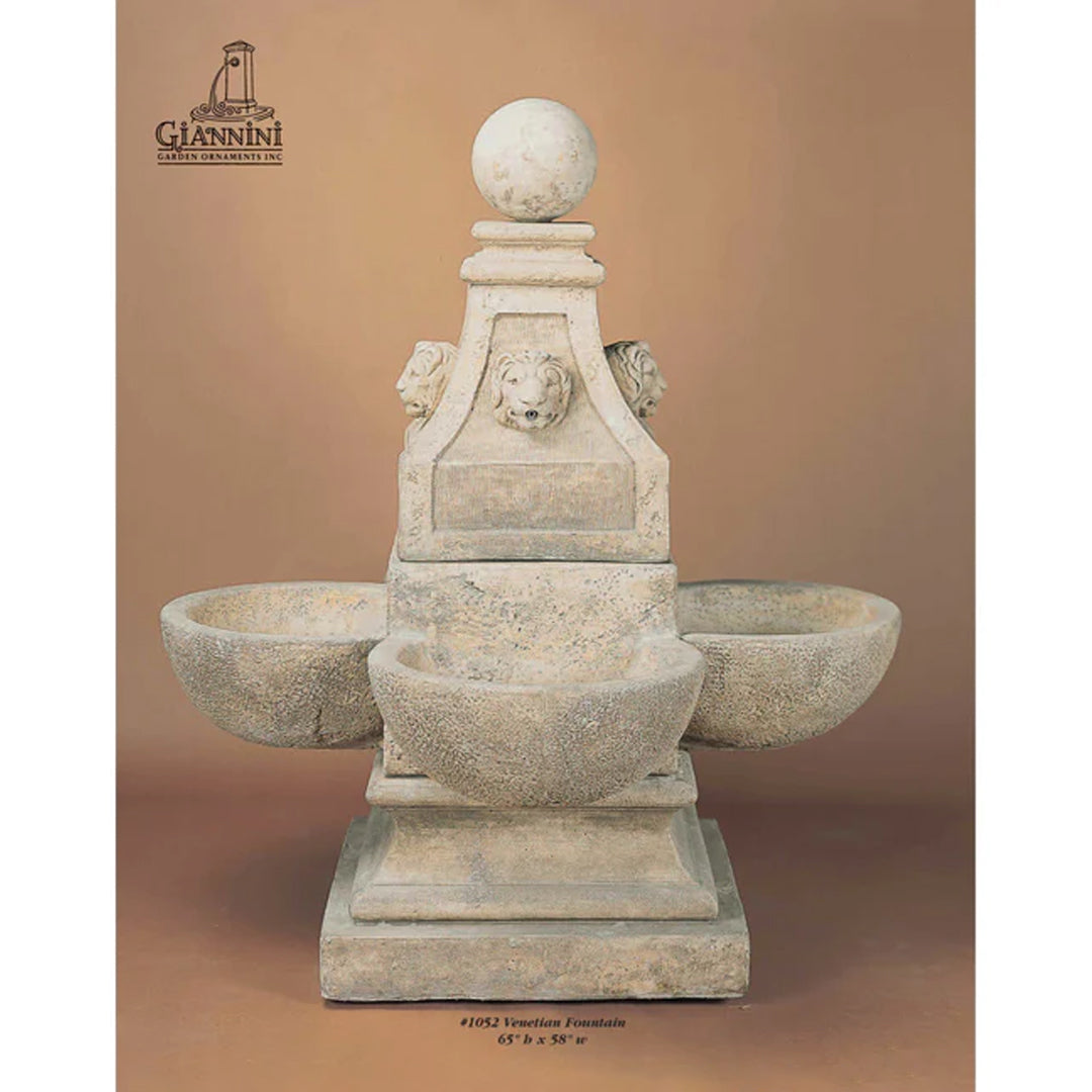 Venetian Lion Head Concrete Outdoor Garden Fountain - 1052 - Majestic Fountains