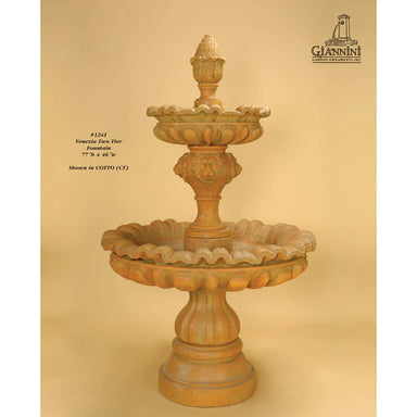 Venezia Lion Head 2-Tier Concrete Outdoor Fountain - 1241 - Majestic Fountains