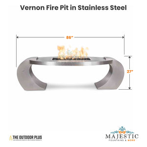 Vernon Fire Pit in Stainless Steel Size - Majestic Fountains 
