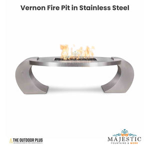 Vernon Fire Pit in Stainless Steel - Majestic Fountains