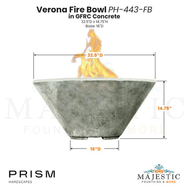 Verona Fire Bowl PH-443-FB in GFRC Size - Majestic Fountains