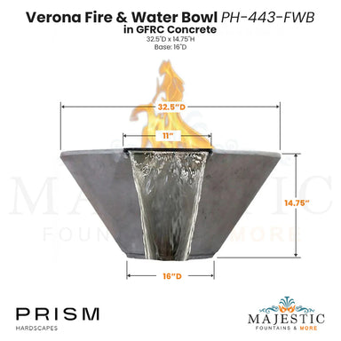 Verona Fire & Water Bowl PH-443-FWB in GFRC Size  - Majestic Fountains