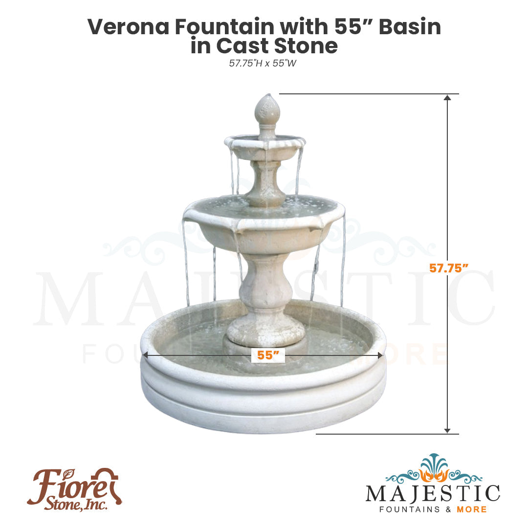 Verona Fountain with Basin in Cast Stone by Fiore Stone