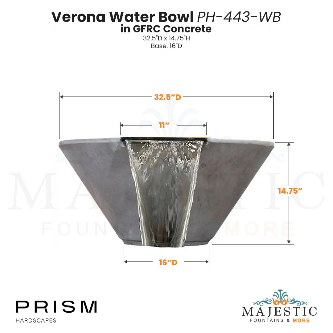 Verona Water Bowl PH-443-WB in GFRC Size - Majestic Fountains
