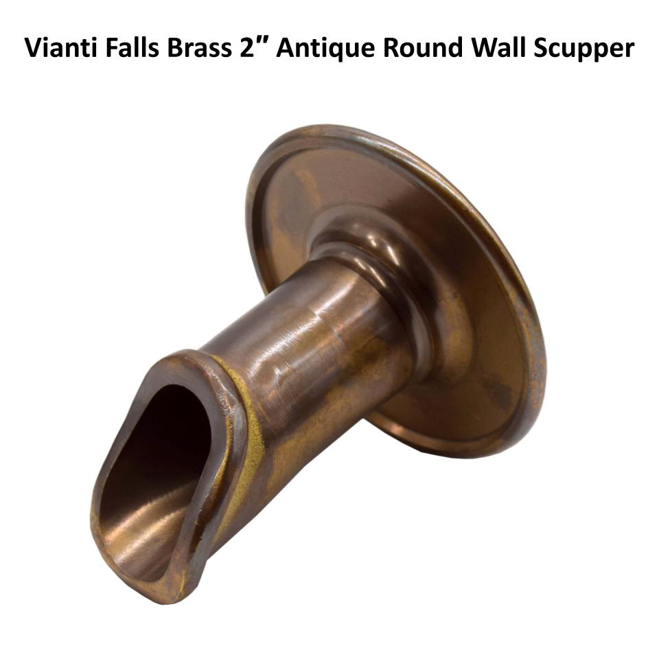 EasyPro Vianti Falls Brass 2″ Antique Round Wall Scupper
