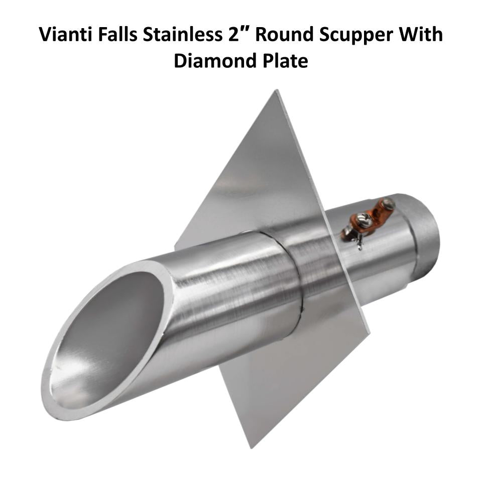 EasyPro Vianti Falls Stainless 2″ Round Scupper With Diamond Plate