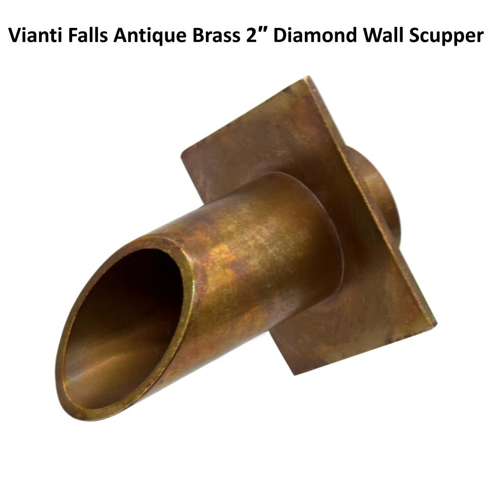 EasyPro Vianti Falls Antique Brass 2″ Diamond Wall Scupper