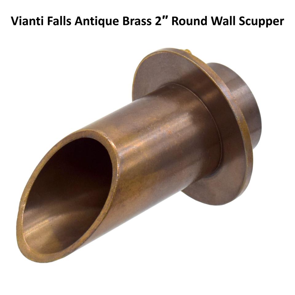 EasyPro Vianti Falls Antique Brass 2″ Round Wall Scupper