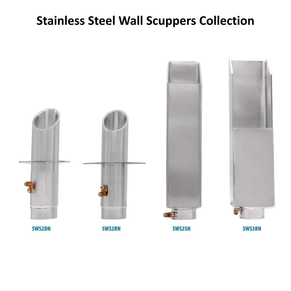 EasyPro Vianti Falls Stainless Steel 2″ Round Wall Scupper With Round Trim Plate