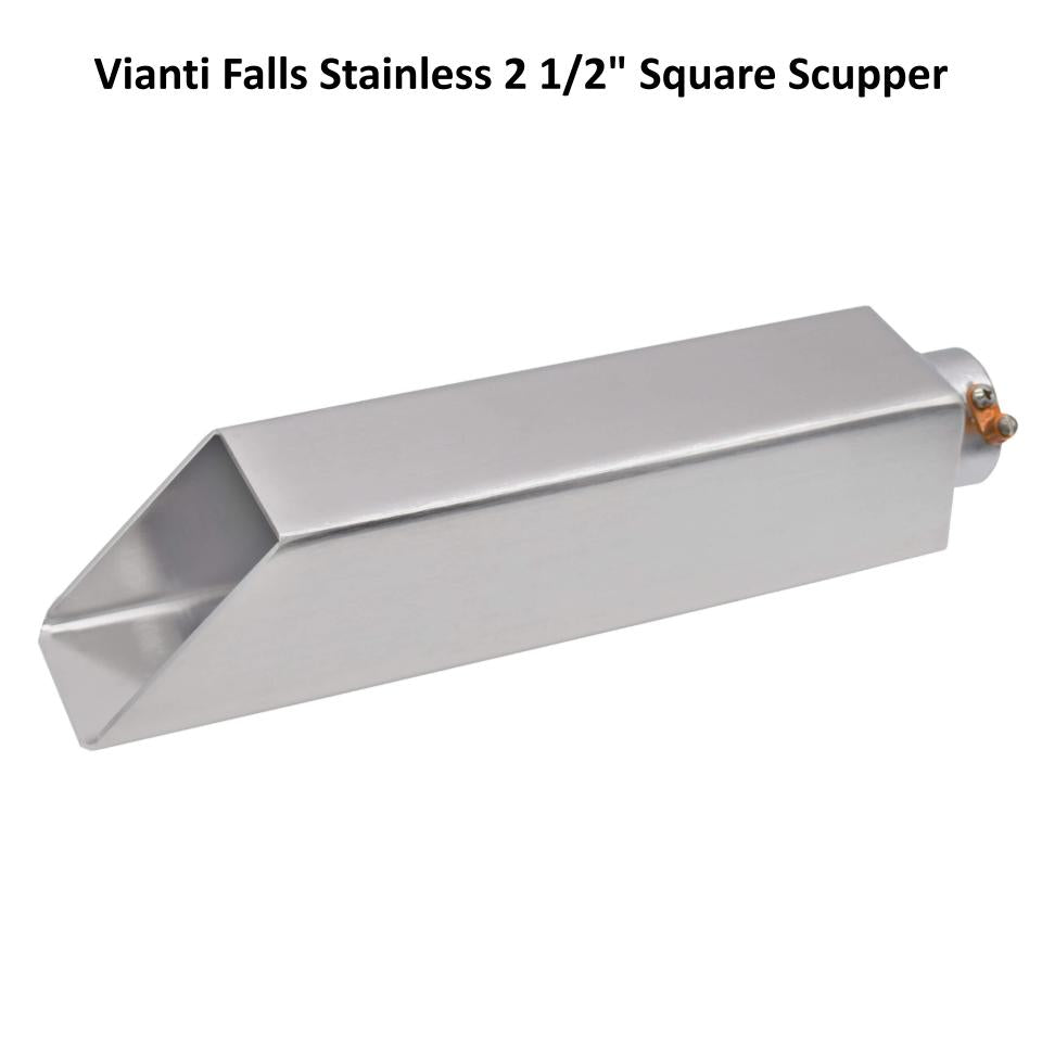 EasyPro Vianti Falls Stainless 2 1/2" Square Scupper