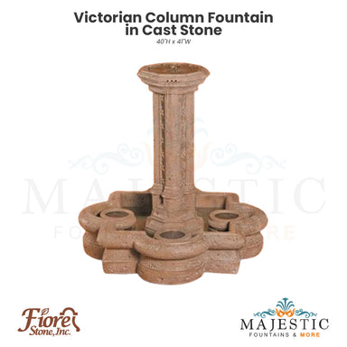 Victorian Column Fountain in Cast Stone - Fiore Stone 329-FSQ - Majestic Fountains