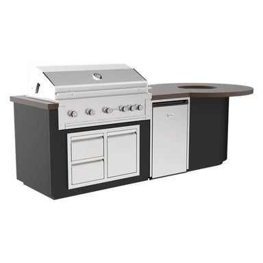 Videl 112 Luxe Outdoor Kitchen Island w Gran Fuego Grill & Fridge - Majestic Fountains