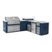 Videl 112 Maestro L-Shaped Kitchen Island w Gran Fuego Grill, Refrigerator, Sink & Audio System - Majestic Fountains