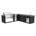 Videl 112Maestro L-Shaped Kitchen Island w Gran Fuego Grill, Side Burner & Sink - Majestic Fountains