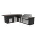 Videl 134 Maestro L-Shaped Kitchen Island w Gran Fuego Grill, Refrigerator, Sink  - Majestic Fountains
