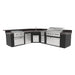 Videl 144 Maestro L-Shaped Kitchen Island w Gran Fuego Grill, Refrigerator, Sink  - Majestic Fountains
