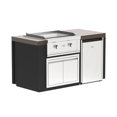 Videl 64Luxe Outdoor Kitchen Island W 30in Gran Plancha Griddle and Refrigerator - Majestic Fountains
