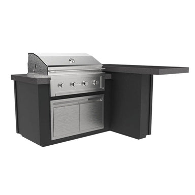 Videl 72 Alta L-Shaped Outdoor Kitchen Island w Gran Fuego Grill & Bar & Audio System - Majestic Fountains