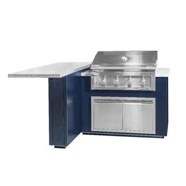 Videl 72 Alta L-Shaped Outdoor Kitchen Island w Gran Fuego Grill & Bar & Audio System Left - Majestic Fountains