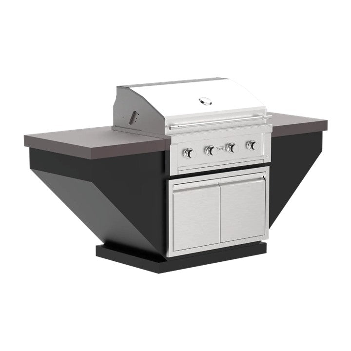 Videl 84 Luxe Legacy Outdoor Kitchen Island w Gran Fuego Grill - Majestic Fountains