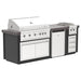 Videl 96 Luxe Outdoor Kitchen Island w Gran Fuego Grill with Side Burner and Refrigerator - Majestic Fountains