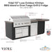 Videl 112 Luxe Outdoor Kitchen Island w Gran Fuego Grill & Fridge - Majestic Fountains