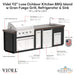 Videl 112 Luxe Outdoor Kitchen BBQ Island w Gran Fuego Grill, Refrigerator & Sink - Majestic Fountains