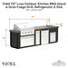 Videl 112 Luxe Outdoor Kitchen BBQ Island w Gran Fuego Grill, Refrigerator & Sink - Majestic Fountains