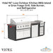 Videl 96 Luxe Outdoor Kitchen BBQ Island w Gran Fuego Grill, Side Burner, and Refrigerator - Majestic Fountains
