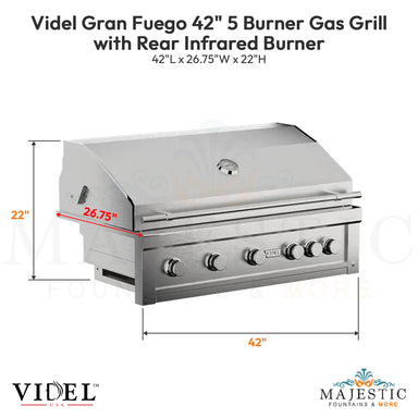 Videl Gran Fuego 42 5 Burner Gas Grill with Rear Infrared Burner - Majestic Fountains