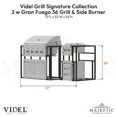 Videl Grill Signature Collection 2 w Gran Fuego 36 Grill & Side Burner - Majestic Fountains