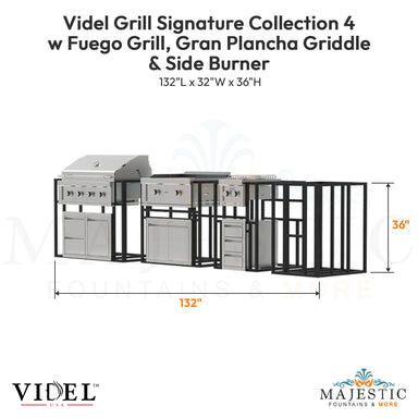 Videl Grill Signature Collection 4 w Fuego Grill, Gran Plancha Griddle & Side Burner - Majestic Fountains