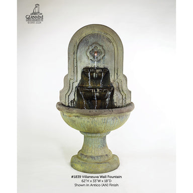 Villaneuva Concrete Outdoor Wall Fountain - 1839-Majestic Fountains