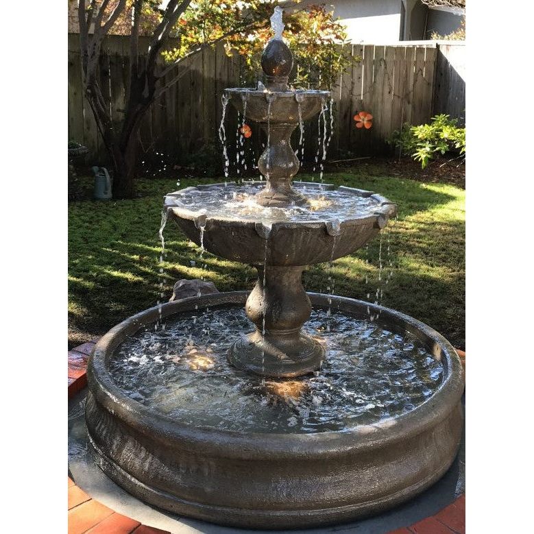 Vincenza Fountain with Basin in Cast Stone by Fiore Stone - Majestic Fountains and More.