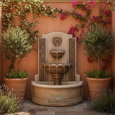 Vinyard Concrete Outdoor Wall Fountain - 1838 - Majestic Fountains.