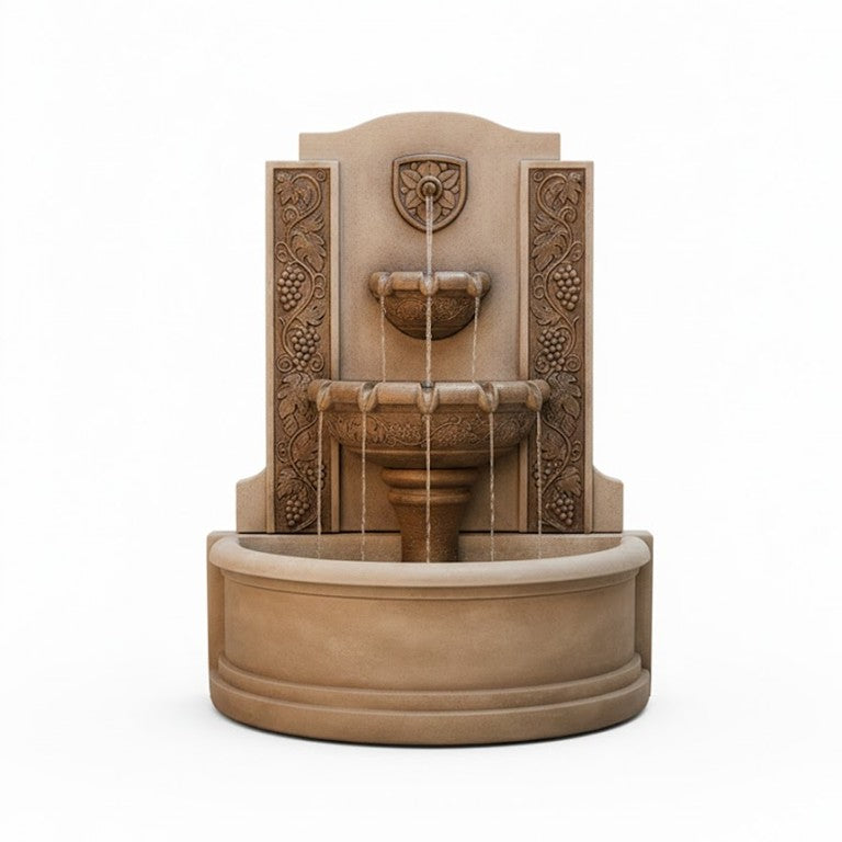 Vinyard Concrete Outdoor Wall Fountain - 1838 - Majestic Fountains.