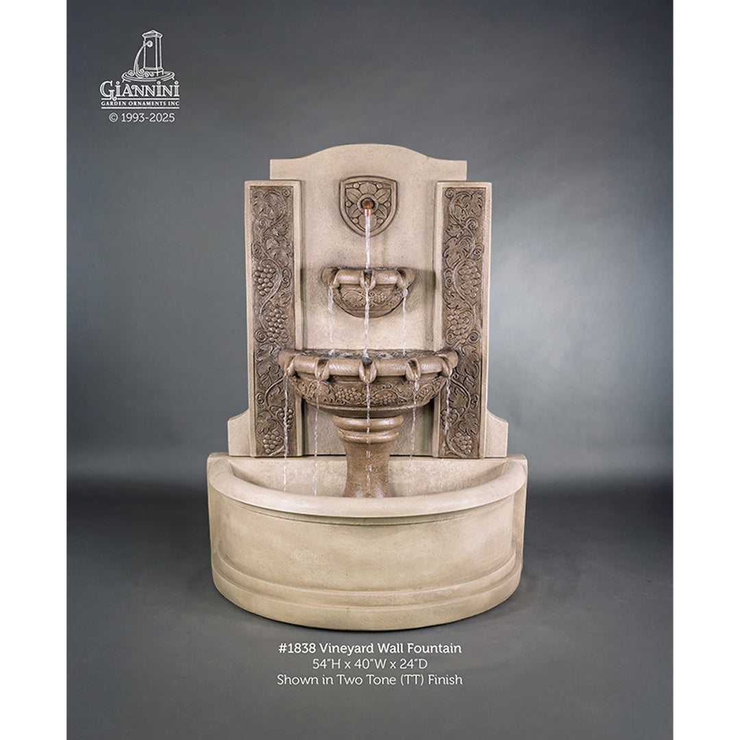 Vinyard Concrete Outdoor Wall Fountain - 1838 - Majestic Fountains.