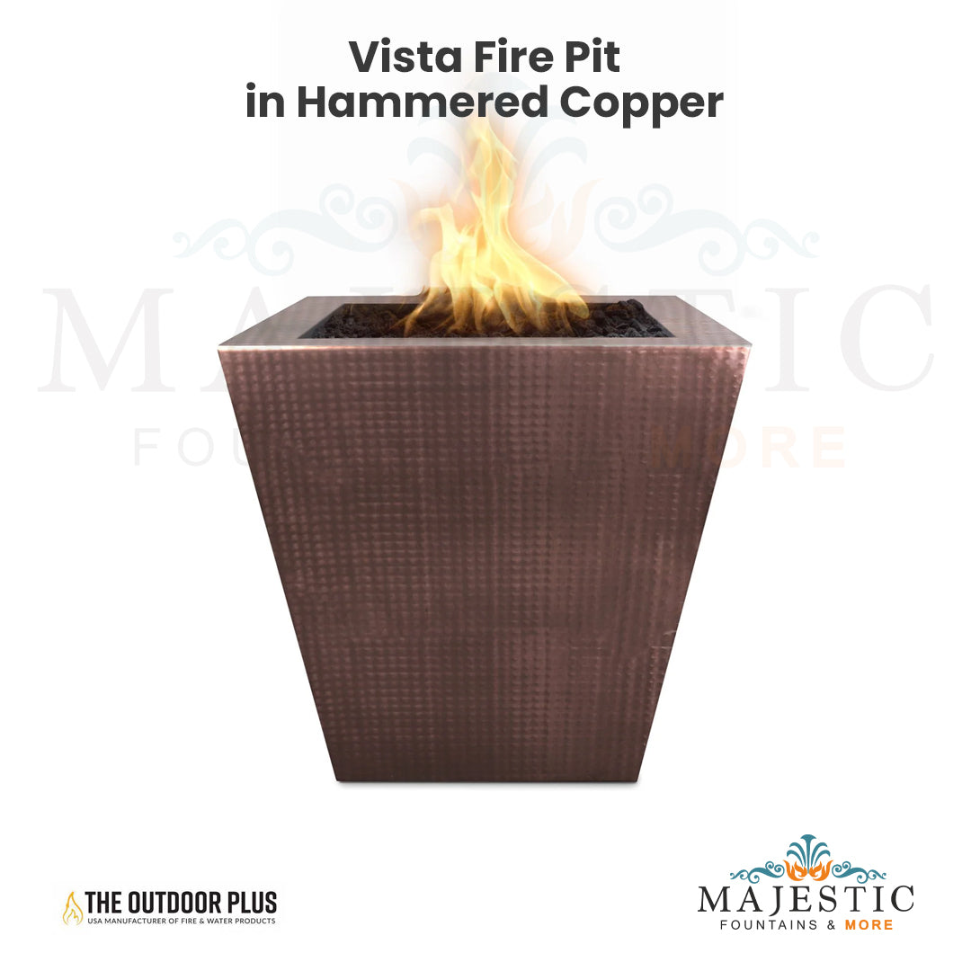 The Outdoor Plus Vista Fire Pit in Hammered Copper + Free Cover