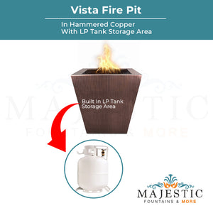Vista Fire Pit in Hammered Copper - Majestic Fountains