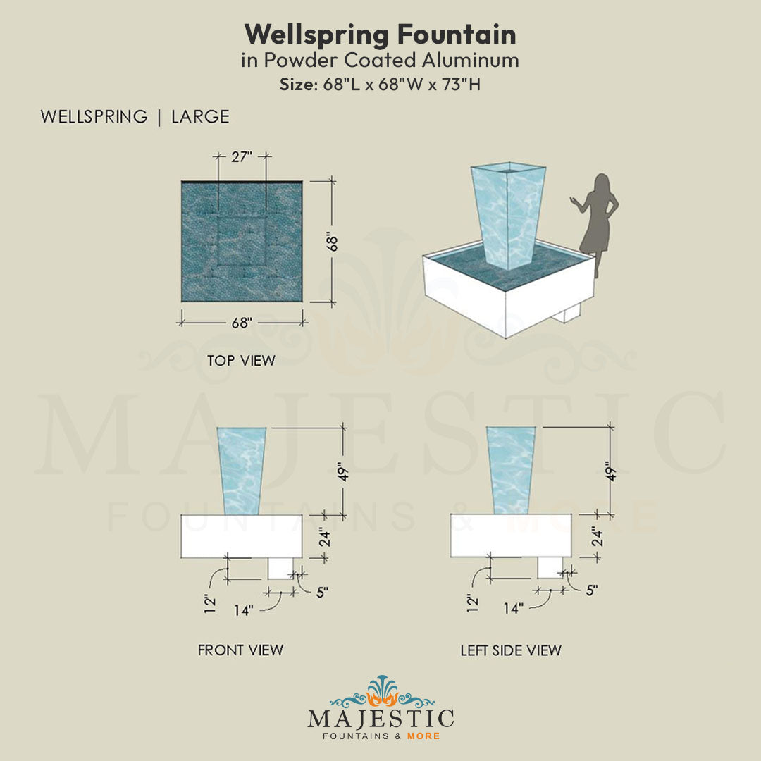 Wellspring Fountain in Powder Coated Aluminum - Majestic Fountains