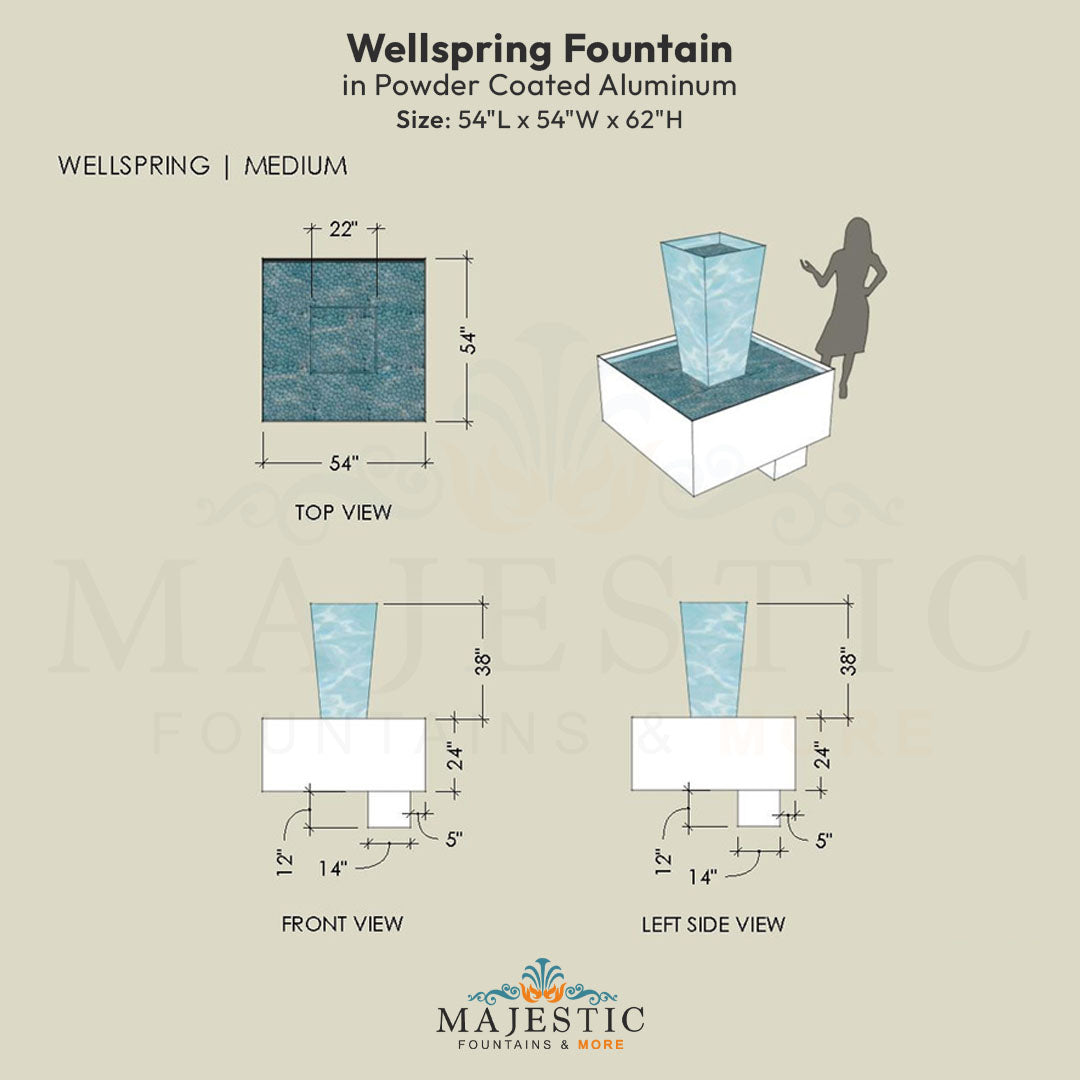 Wellspring Fountain in Powder Coated Aluminum - Majestic Fountains