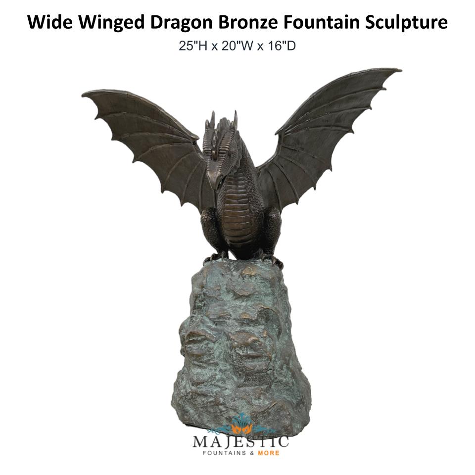 Wide Winged Dragon Bronze Fountain Sculpture - Majestic Fountains & More