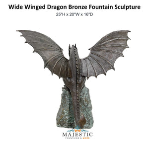 Wide Winged Dragon Bronze Fountain Sculpture - Majestic Fountains & More