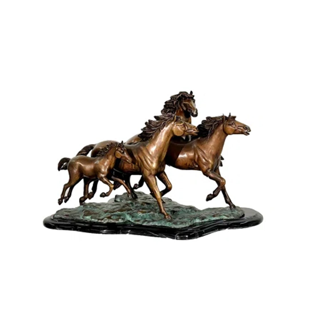 Wild Stallions Bronze Table Top Sculpture - Majestic Fountains