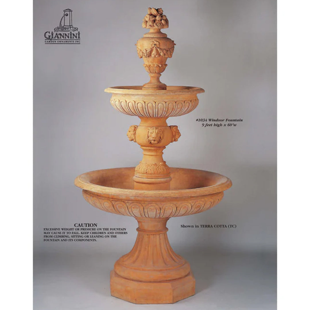 Giannini Garden Windsor Concrete Outdoor Courtyard Fountain - 1034 - Majestic Fountains