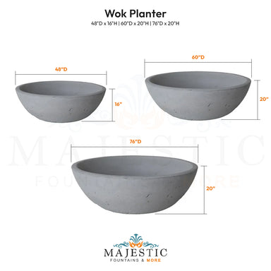 Wok Planter Size - Majestic Fountains
