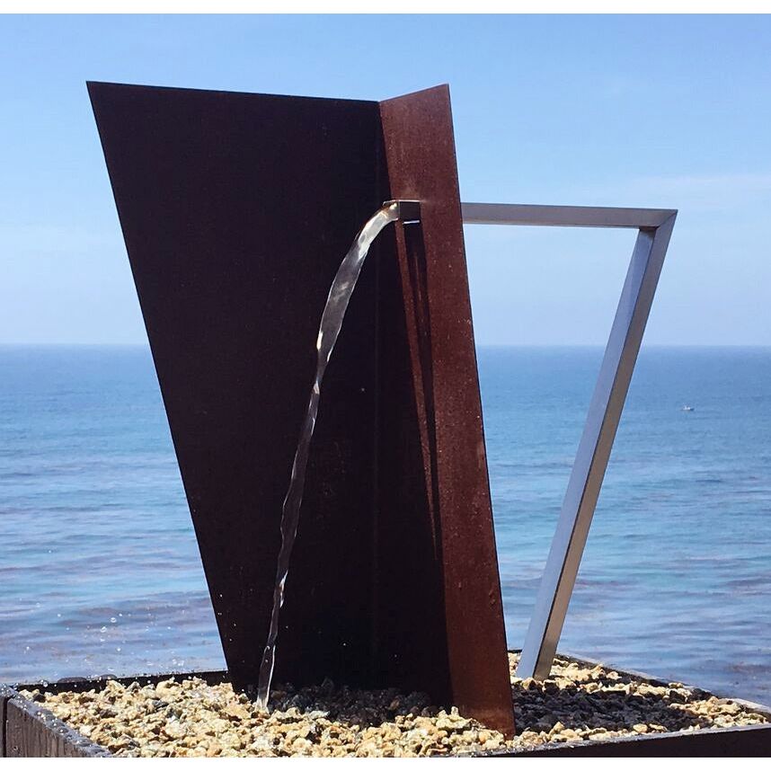 Zen Trapezoid A 96H Metal Fountain- Majestic Fountains and More.
