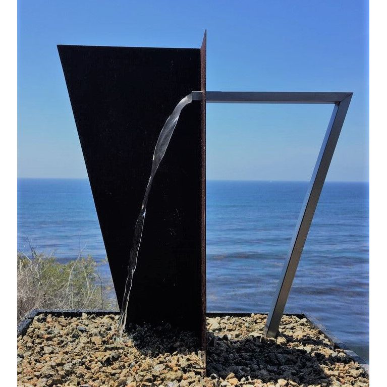 Zen Trapezoid A 96H Metal Fountain- Majestic Fountains and More.
