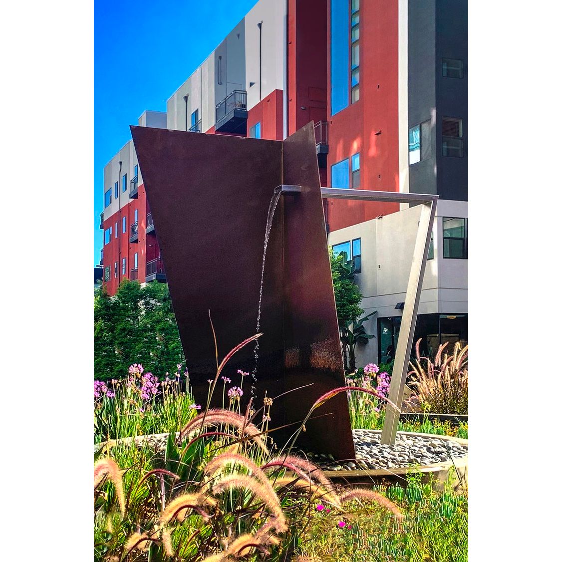 Zen Trapezoid A 96H Metal Fountain- Majestic Fountains and More.