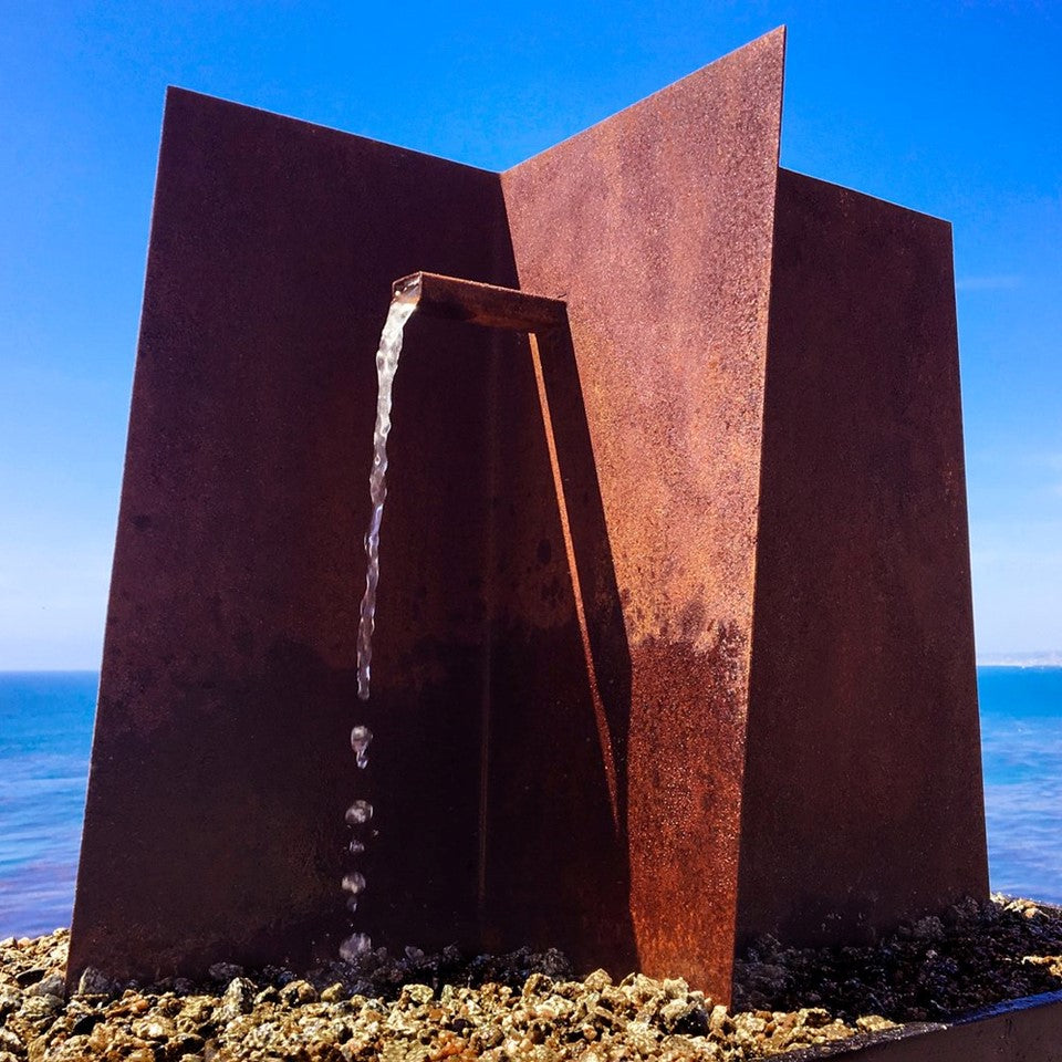 Zen Trapezoid E 96H Metal Fountain - Majestic Fountains and More.
